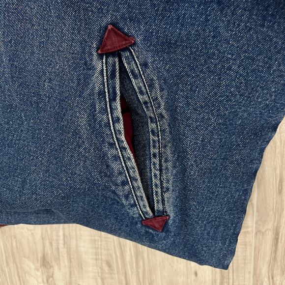 Vintage Eagles Ridge Outfitters XL Snap Up Blue/Red Denim Bomber Jacket - Picture 8 of 8